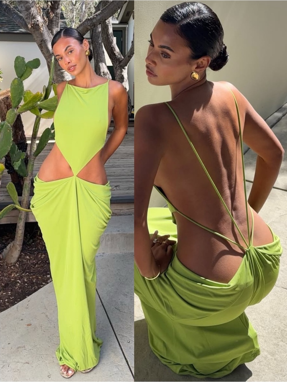 HELSA Morganite Backless Dress Green NEW with tags